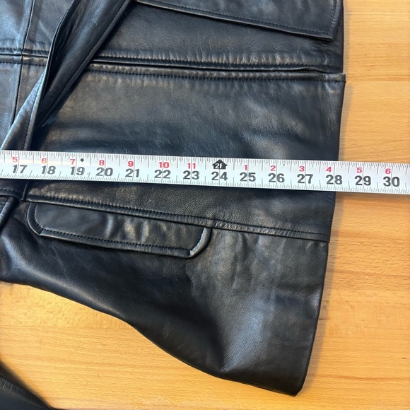Charles Klein Black Genuine Leather Belted Zip Front Jacket Womens Medium - Picture 9 of 9